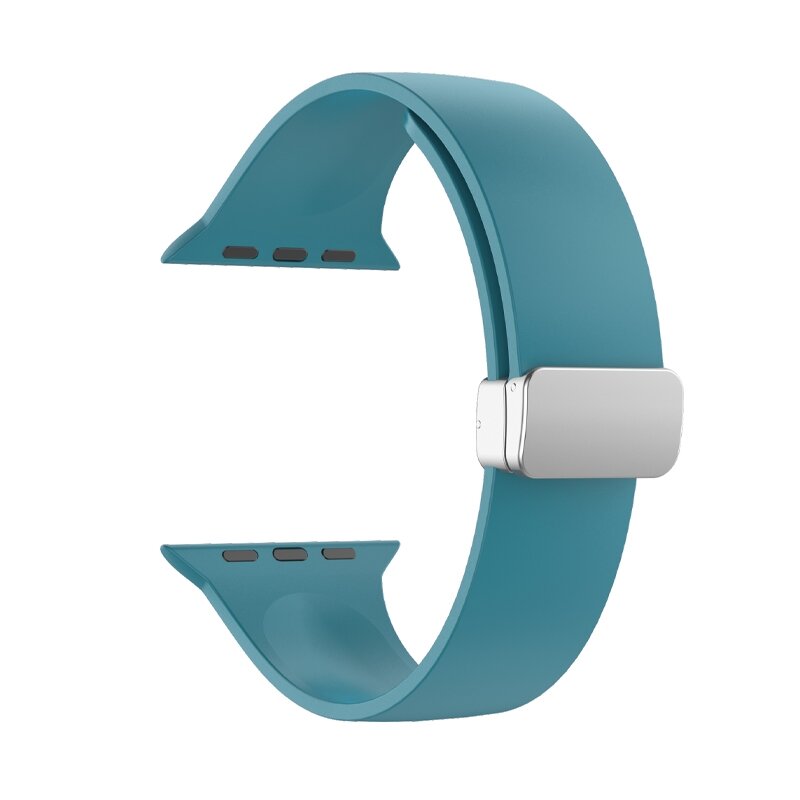 Siliconen bandje - Folding Buckle - Cyaan - Geschikt voor Apple Watch 38mm / 40mm / 41mm / 42mm