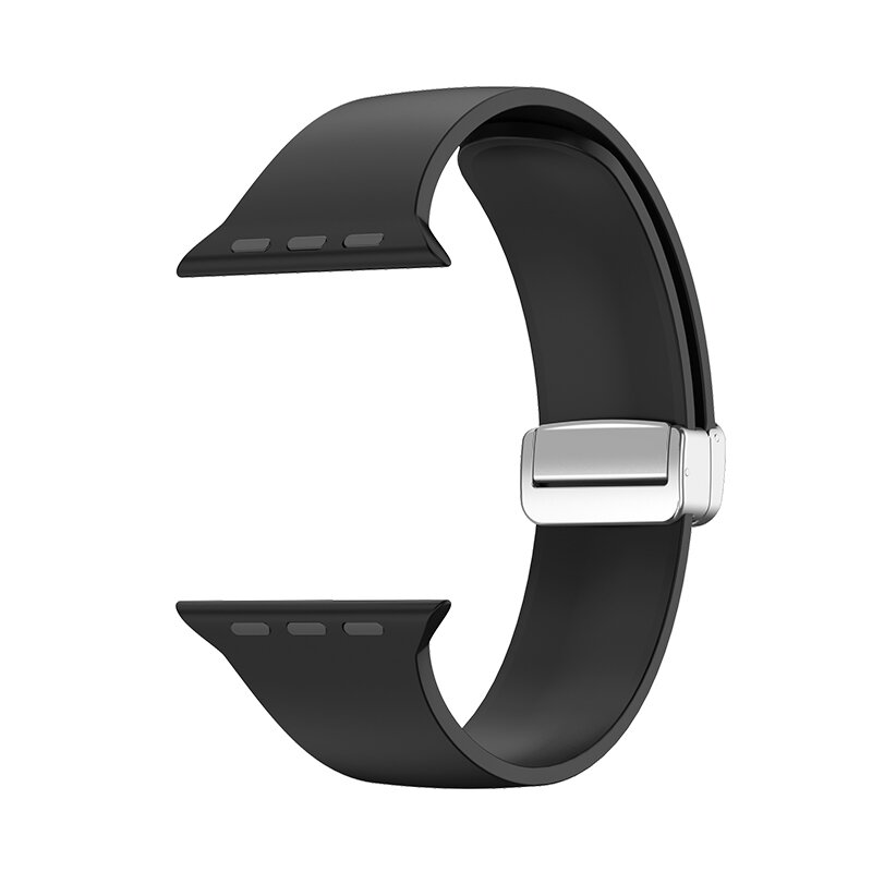 Siliconen bandje - Folding Buckle - Zwart - Geschikt voor Apple Watch 38mm / 40mm / 41mm / 42mm