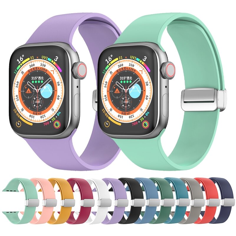 Siliconen bandje - Folding Buckle - Roze - Geschikt voor Apple Watch 38mm / 40mm / 41mm / 42mm