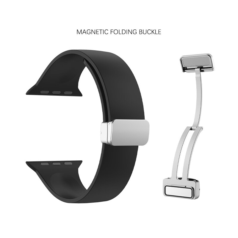 Siliconen bandje - Folding Buckle - Wit - Geschikt voor Apple Watch 38mm / 40mm / 41mm / 42mm