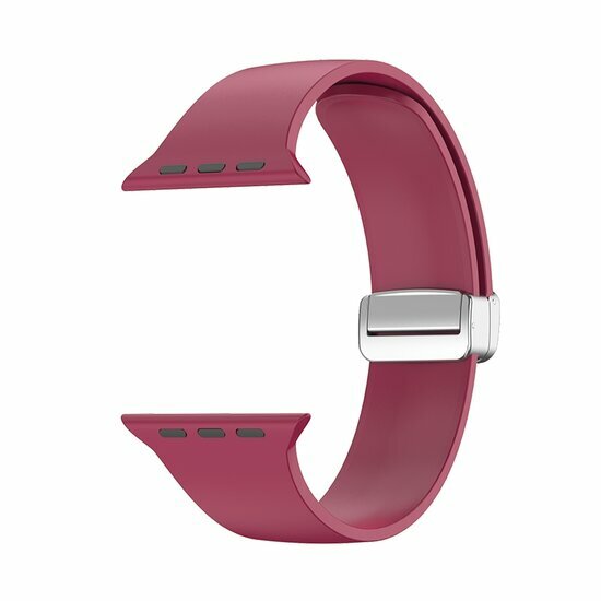 Siliconen bandje - Folding Buckle - Wijnrood - Geschikt voor Apple Watch 44mm / 45mm&nbsp;/ 46mm / 49mm