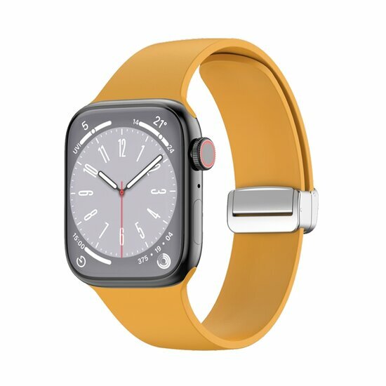 Siliconen bandje - Folding Buckle - Oker - Geschikt voor Apple Watch 44mm / 45mm&nbsp;/ 46mm / 49mm