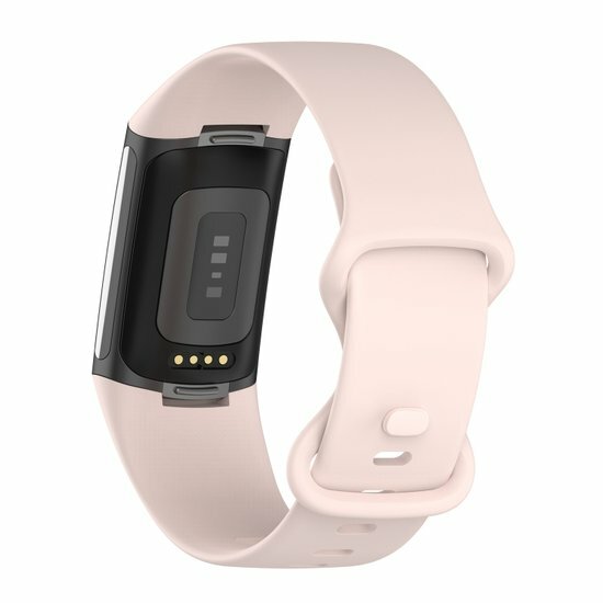 FitBit Charge 5 &amp; 6 Sportbandje met dubbele lus - Zand roze - Maat: L