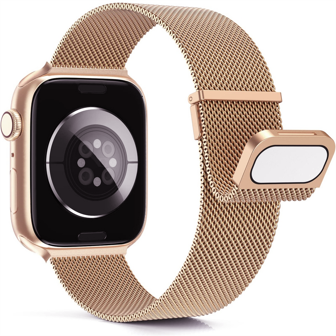 Milanese band - Champagne / ros&eacute; goud - Extra sterke magneet - Geschikt voor Apple Watch 38mm / 40mm / 41mm / 42mm