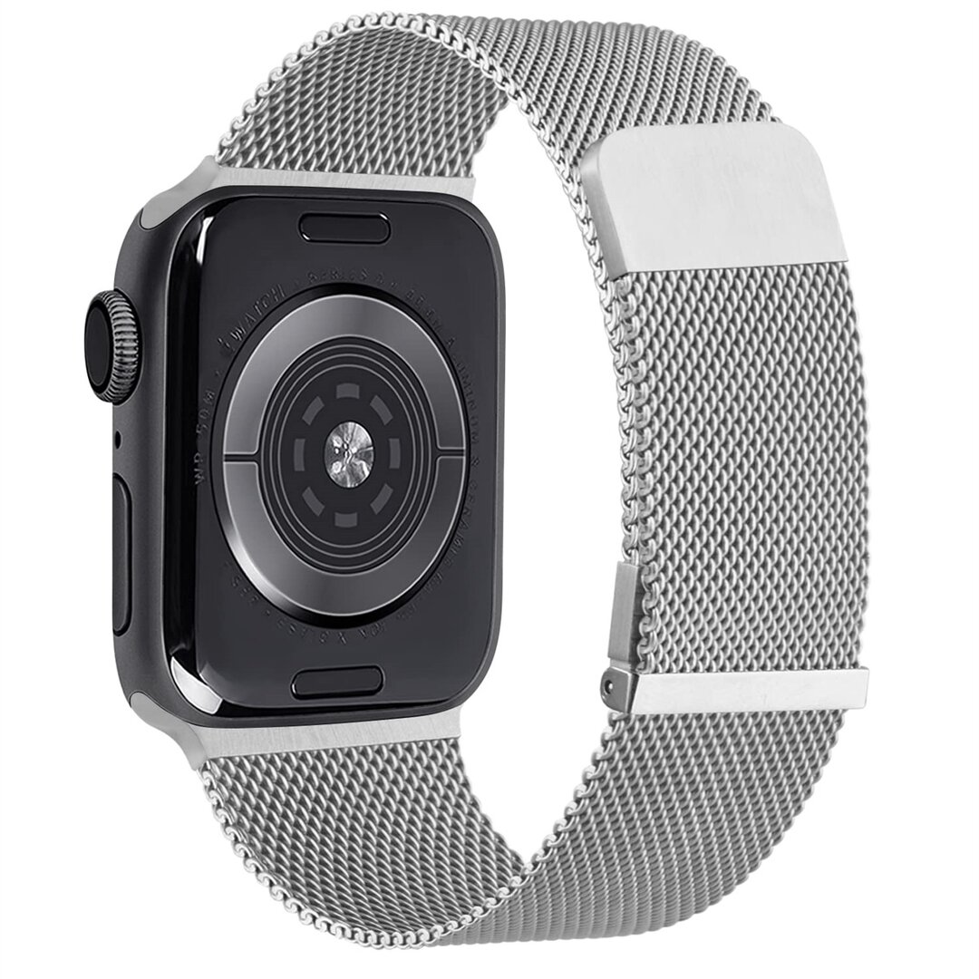 Milanese band - Zilver - Extra sterke magneet - Geschikt voor Apple Watch 44mm / 45mm&nbsp;/ 46mm / 49mm