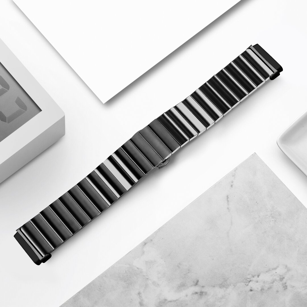 Fitbit Versa 3/4 &amp; Sense 1/2 metalen schakelband - Zwart