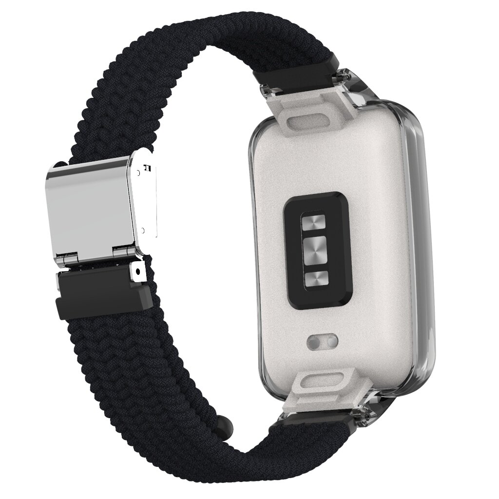 Braided nylon bandje met case - Zwart - Xiaomi Smart band 7 Pro