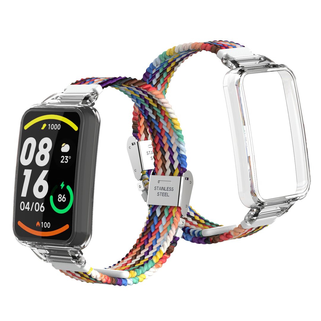 Braided nylon bandje met case - Multicolor Summer - Xiaomi Smart band 7 Pro