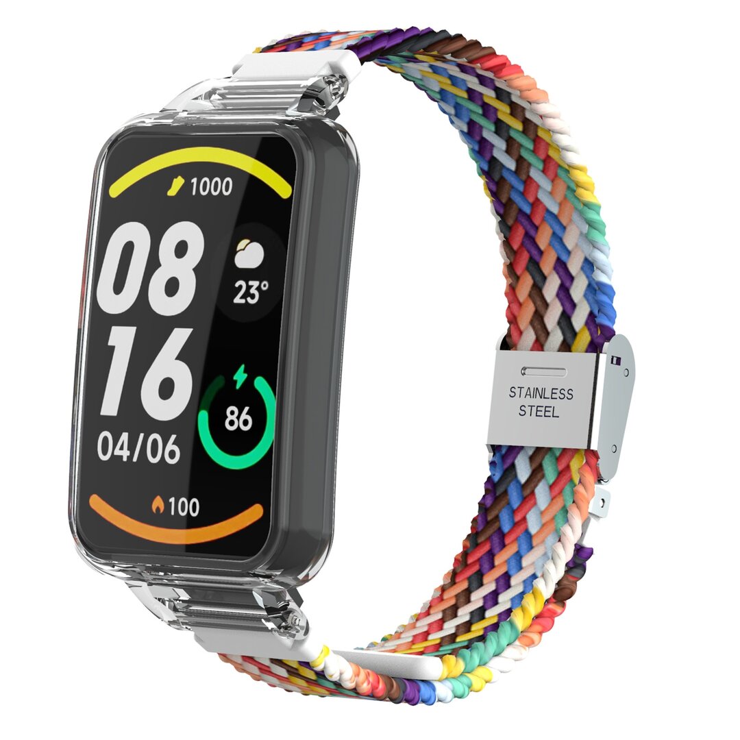 Braided nylon bandje met case - Multicolor Summer - Xiaomi Smart band 7 Pro