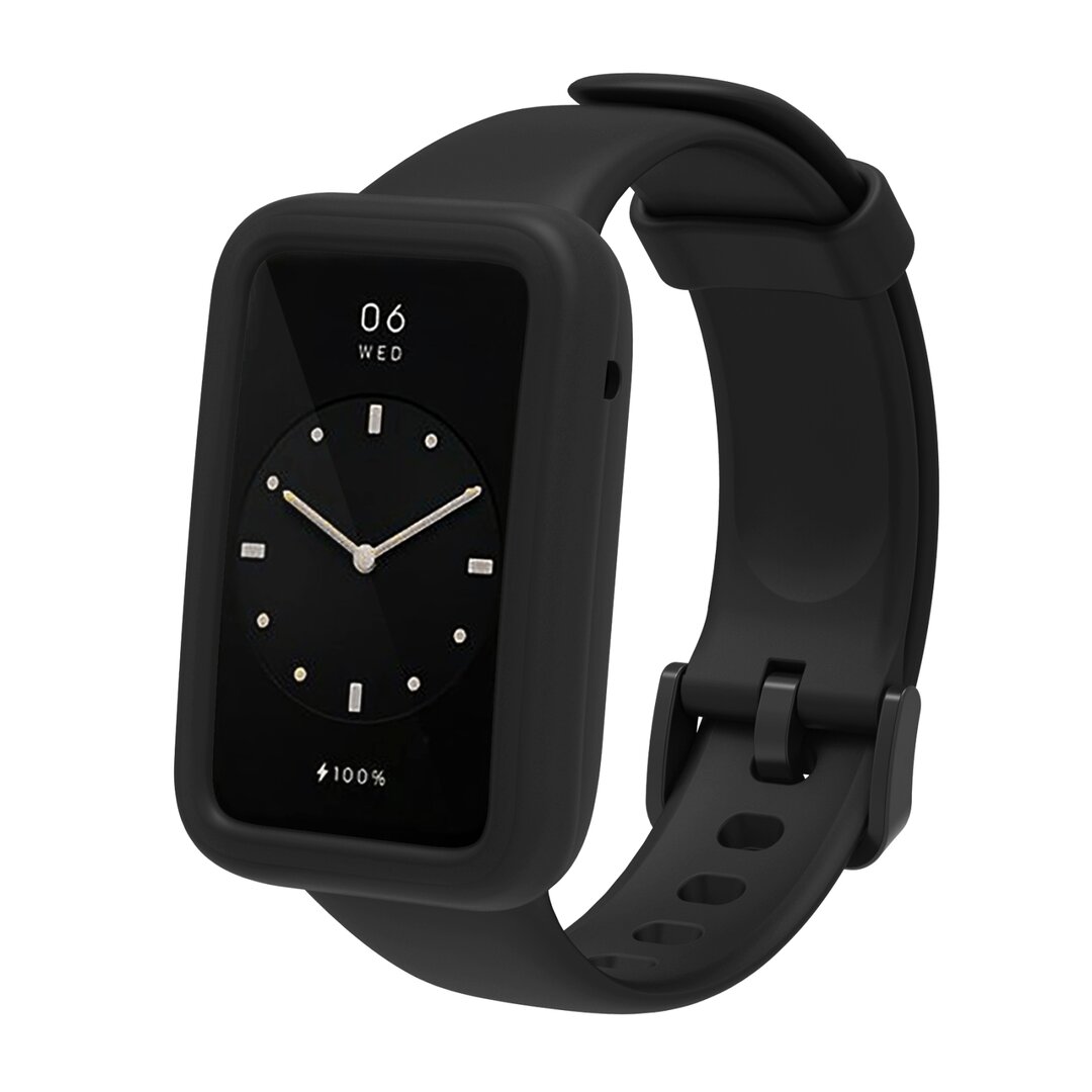 Siliconen sportbandje met case - Zwart - Xiaomi Smart band 7 Pro