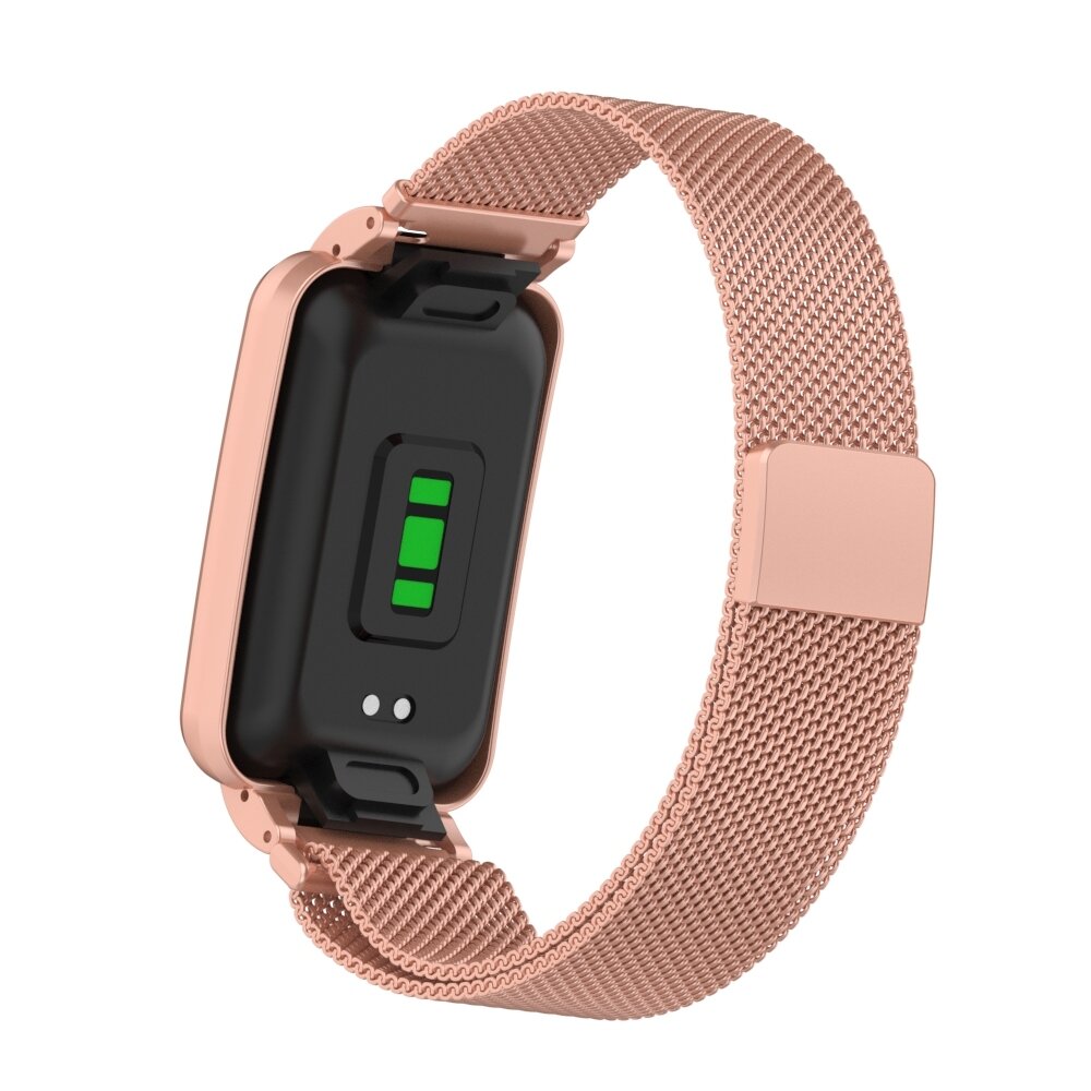 Milanese loop bandje met case - Ros&eacute; goud - Xiaomi Smart Band 7 Pro