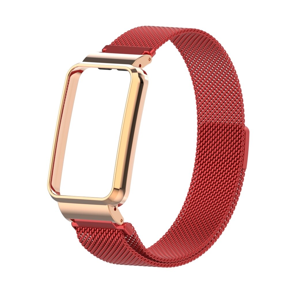 Milanese loop bandje met case - Rood - Xiaomi Smart Band 7 Pro