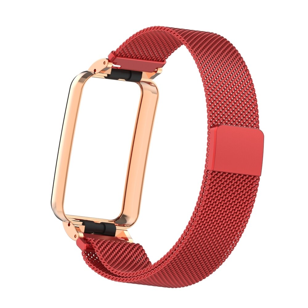 Milanese loop bandje met case - Rood - Xiaomi Smart Band 7 Pro