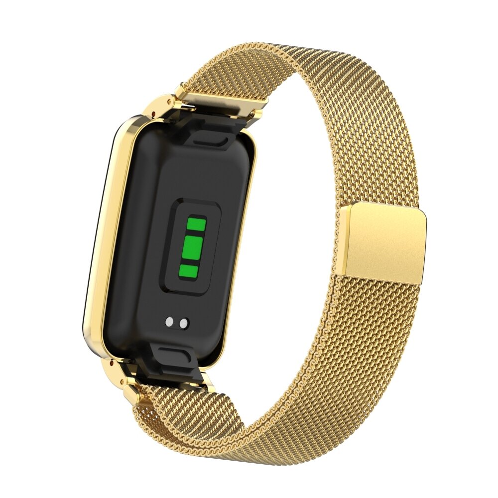 Milanese loop bandje met case - Goud - Xiaomi Smart Band 7 Pro