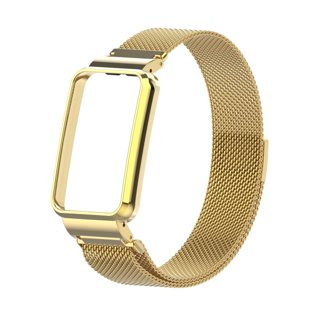 Milanese loop bandje met case - Goud - Xiaomi Smart Band 7 Pro