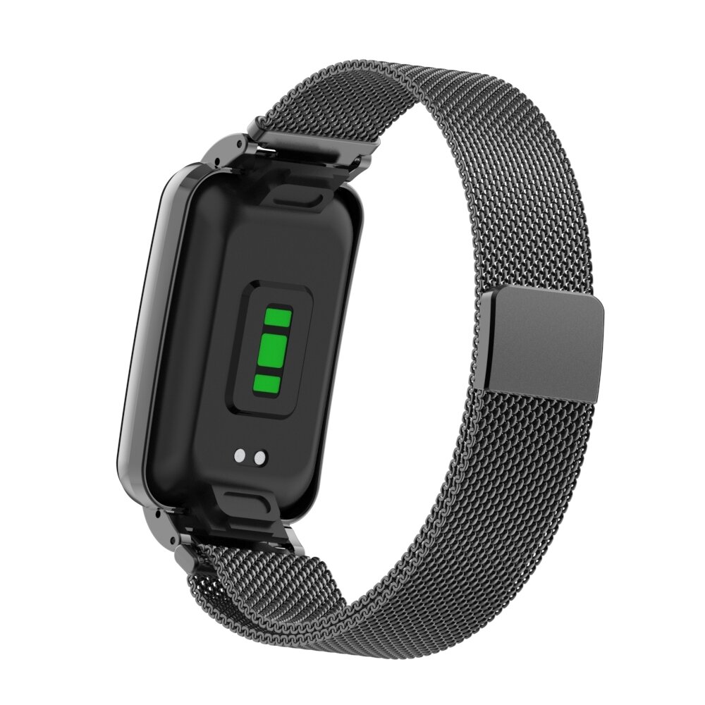 Milanese loop bandje met case - Zwart - Xiaomi Smart Band 7 Pro