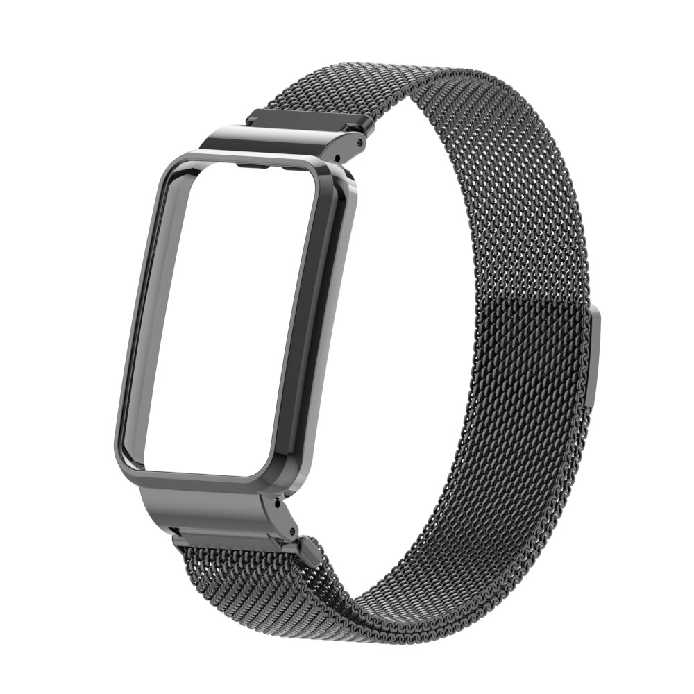 Milanese loop bandje met case - Zwart - Xiaomi Smart Band 7 Pro
