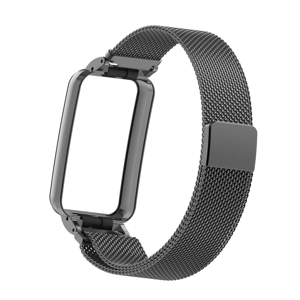 Milanese loop bandje met case - Zwart - Xiaomi Smart Band 7 Pro