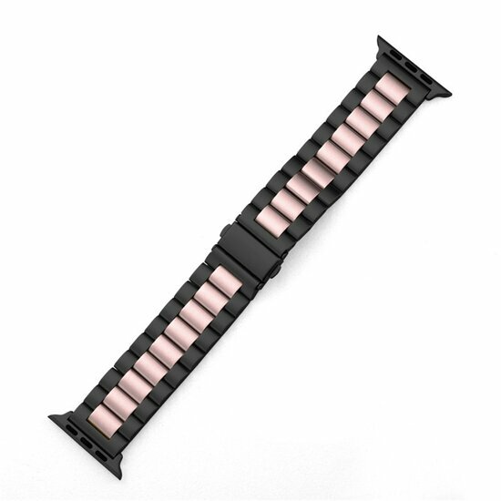 Stalen schakelband - Zwart met roze - Geschikt voor Apple watch 38mm / 40mm / 41mm / 42mm