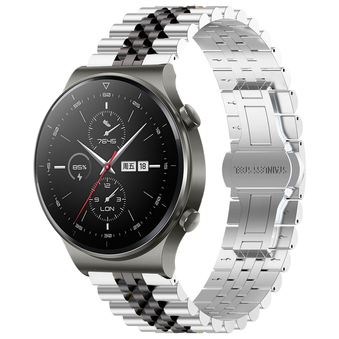 Stalen band - Zilver / zwart - Huawei Watch GT 2 Pro / GT 3 Pro - 46mm