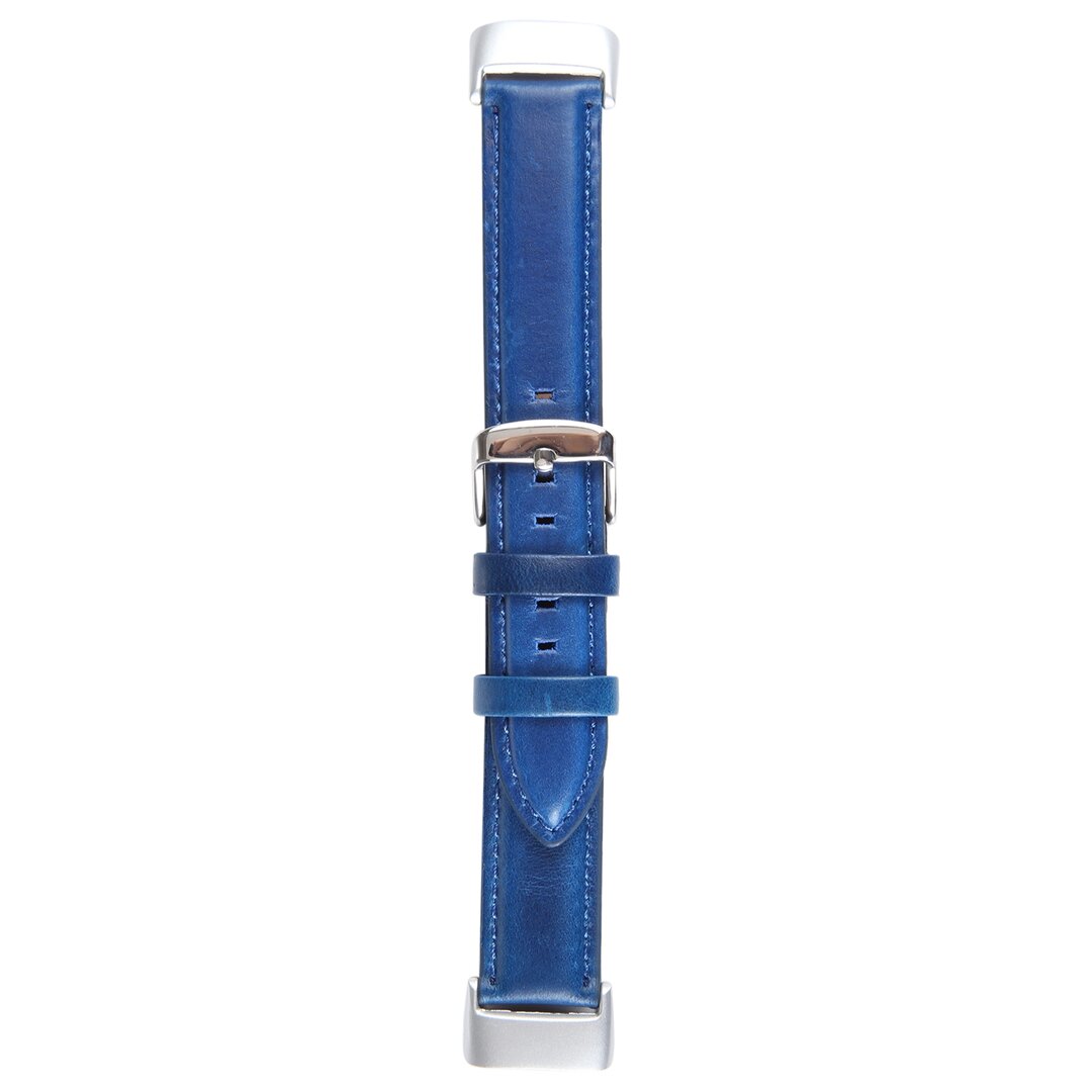 Fitbit Charge 5 &amp; 6 bandje - Echt leer - Blauw