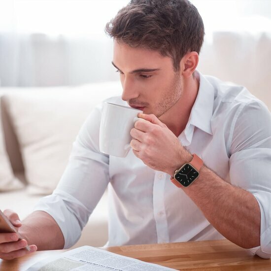 Soft siliconen bandje met gespsluiting - Donker koraal - Geschikt voor Apple Watch 38mm / 40mm / 41mm / 42mm