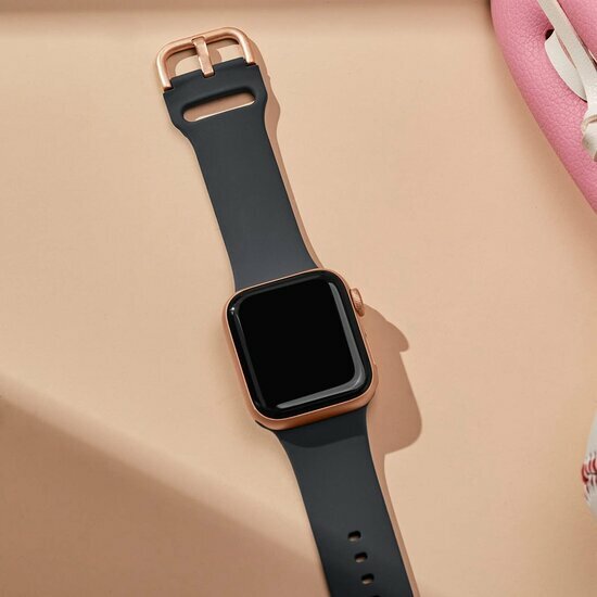 Soft siliconen bandje met gespsluiting - Donkergrijs - Geschikt voor Apple Watch 38mm / 40mm / 41mm / 42mm