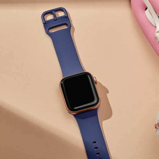 Soft siliconen bandje met gespsluiting - Indigo - Geschikt voor Apple Watch 38mm / 40mm / 41mm / 42mm