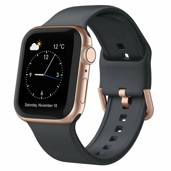 Soft siliconen bandje met gespsluiting - Donkergrijs - Geschikt voor Apple Watch 44mm / 45mm&nbsp;/ 46mm / 49mm
