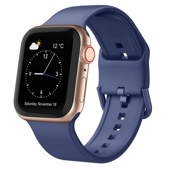 Soft siliconen bandje met gespsluiting - Indigo - Geschikt voor Apple Watch 44mm / 45mm&nbsp;/ 46mm / 49mm