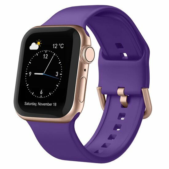 Soft siliconen bandje met gespsluiting - Paars - Geschikt voor Apple Watch 44mm / 45mm&nbsp;/ 46mm / 49mm