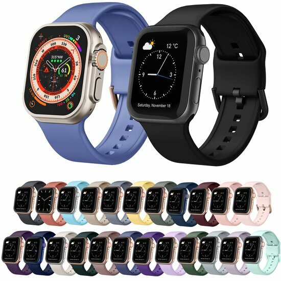 Soft siliconen bandje met gespsluiting - Dennengroen - Geschikt voor Apple Watch 44mm / 45mm&nbsp;/ 46mm / 49mm