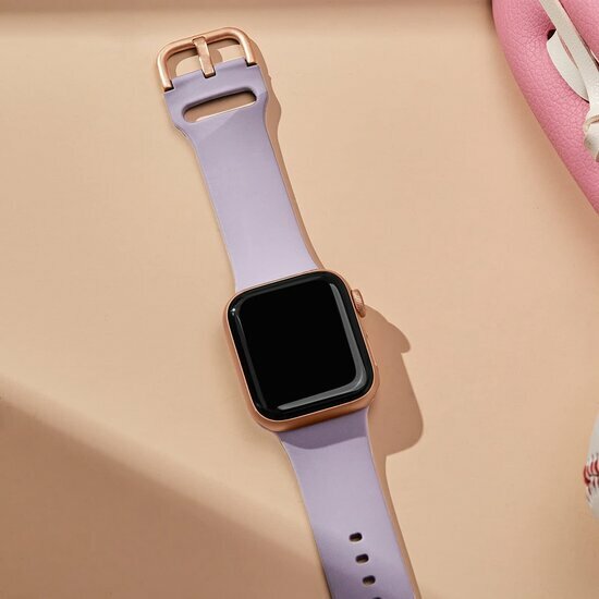 Soft siliconen bandje met gespsluiting - Pastel paars - Geschikt voor Apple Watch 44mm / 45mm&nbsp;/ 46mm / 49mm