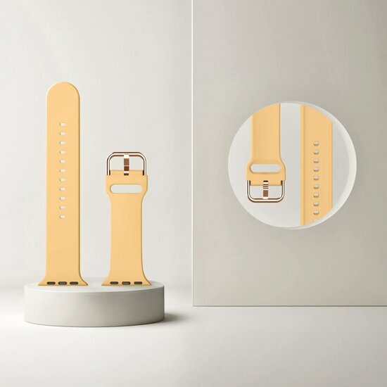 Soft siliconen bandje met gespsluiting - Donkergeel - Geschikt voor Apple Watch 44mm / 45mm&nbsp;/ 46mm / 49mm