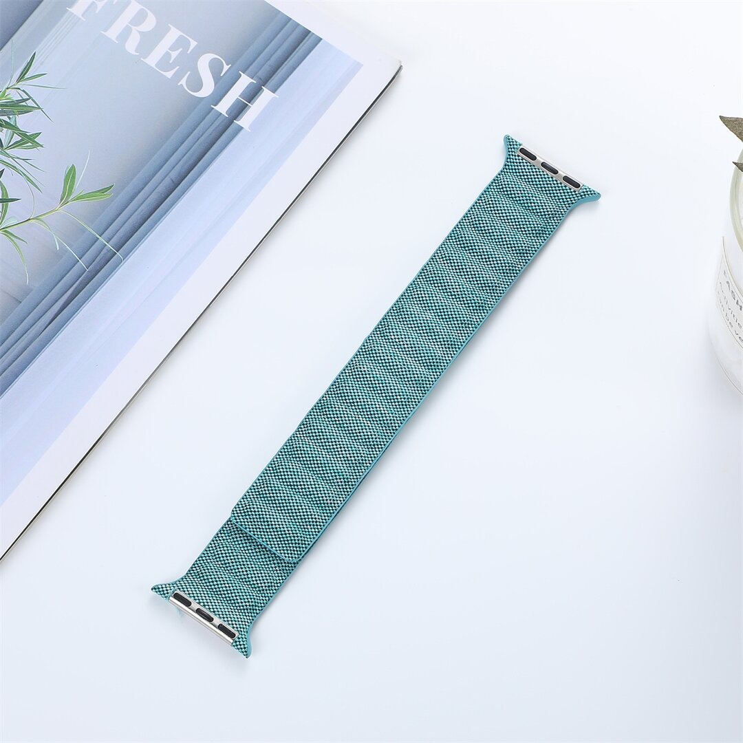 Denim nylon bandje - Lichtblauw - Geschikt voor Apple Watch 44mm / 45mm&nbsp;/ 46mm / 49mm