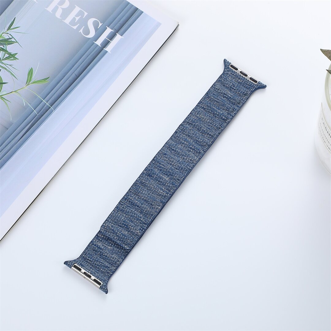 Denim nylon bandje - Donkerblauw - Geschikt voor Apple Watch 44mm / 45mm&nbsp;/ 46mm / 49mm