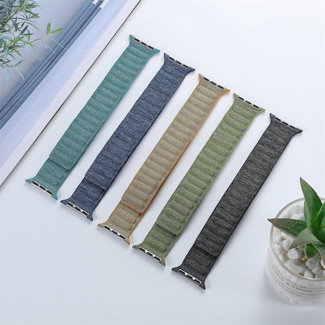 Denim nylon bandje - Donkerblauw - Geschikt voor Apple Watch 44mm / 45mm&nbsp;/ 46mm / 49mm