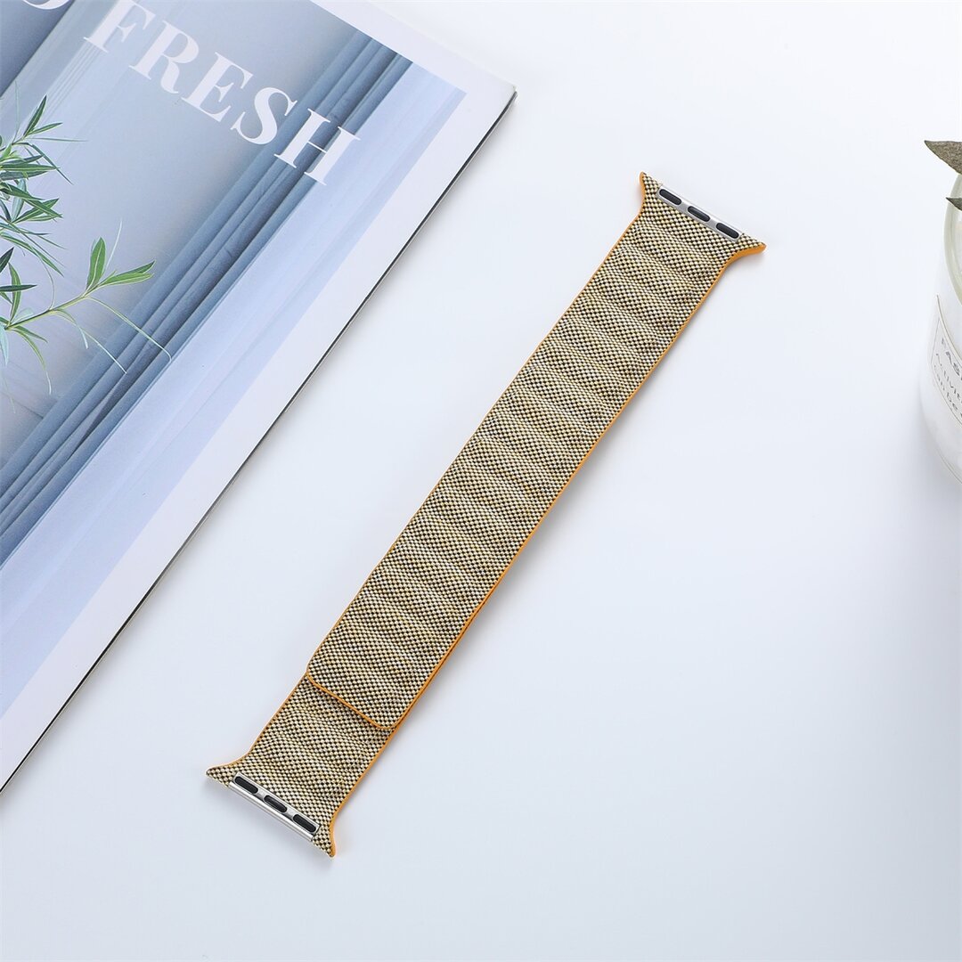 Denim nylon bandje - Oker - Geschikt voor Apple Watch 44mm / 45mm&nbsp;/ 46mm / 49mm
