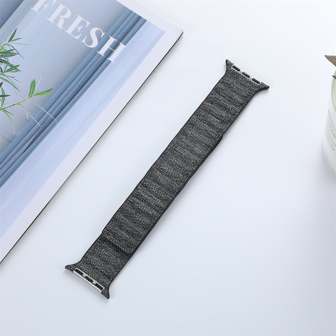 Denim nylon bandje - Zwart - Geschikt voor Apple Watch 44mm / 45mm&nbsp;/ 46mm / 49mm