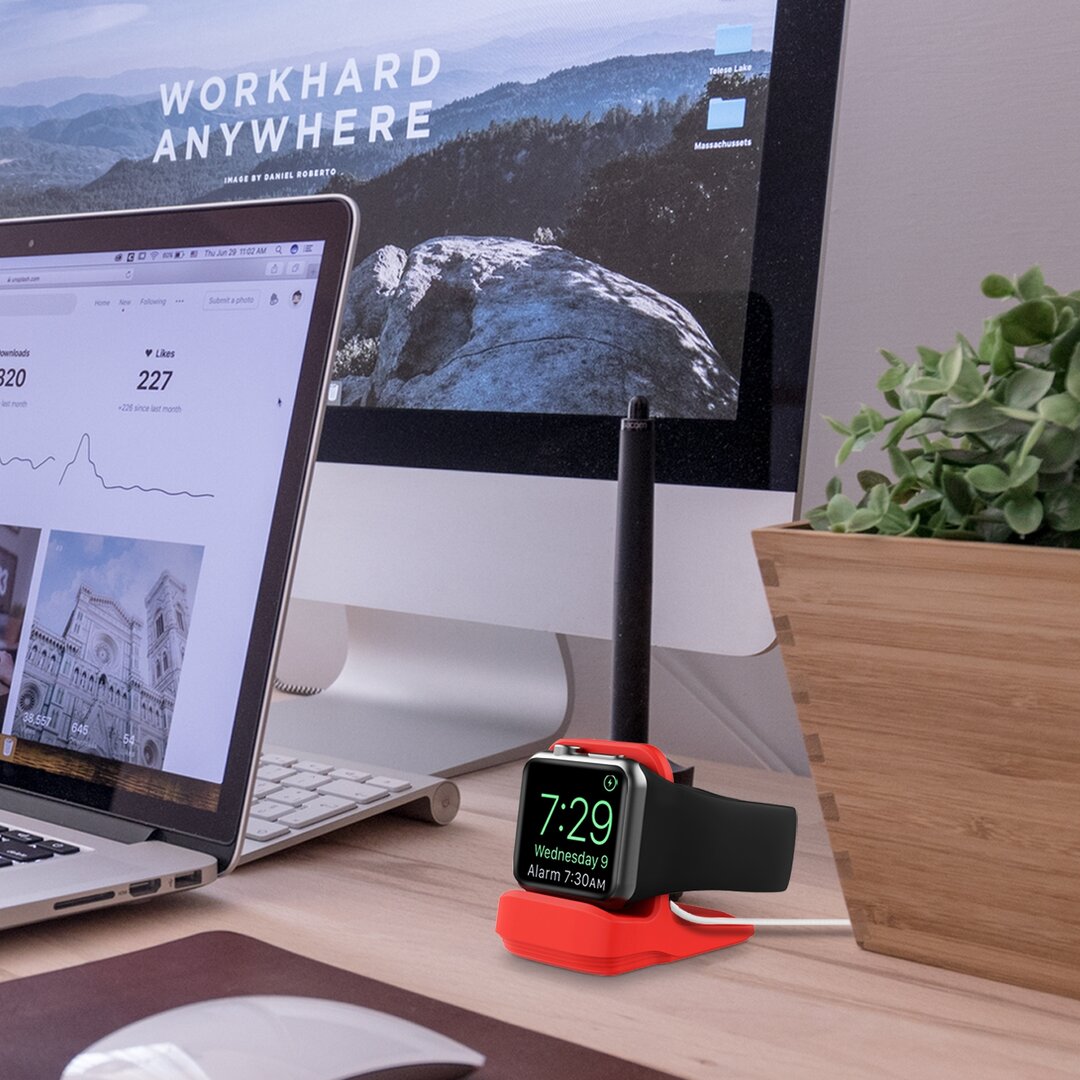 Siliconen Apple Watch houder - Rood - Geschikt voor alle series Apple Watch
