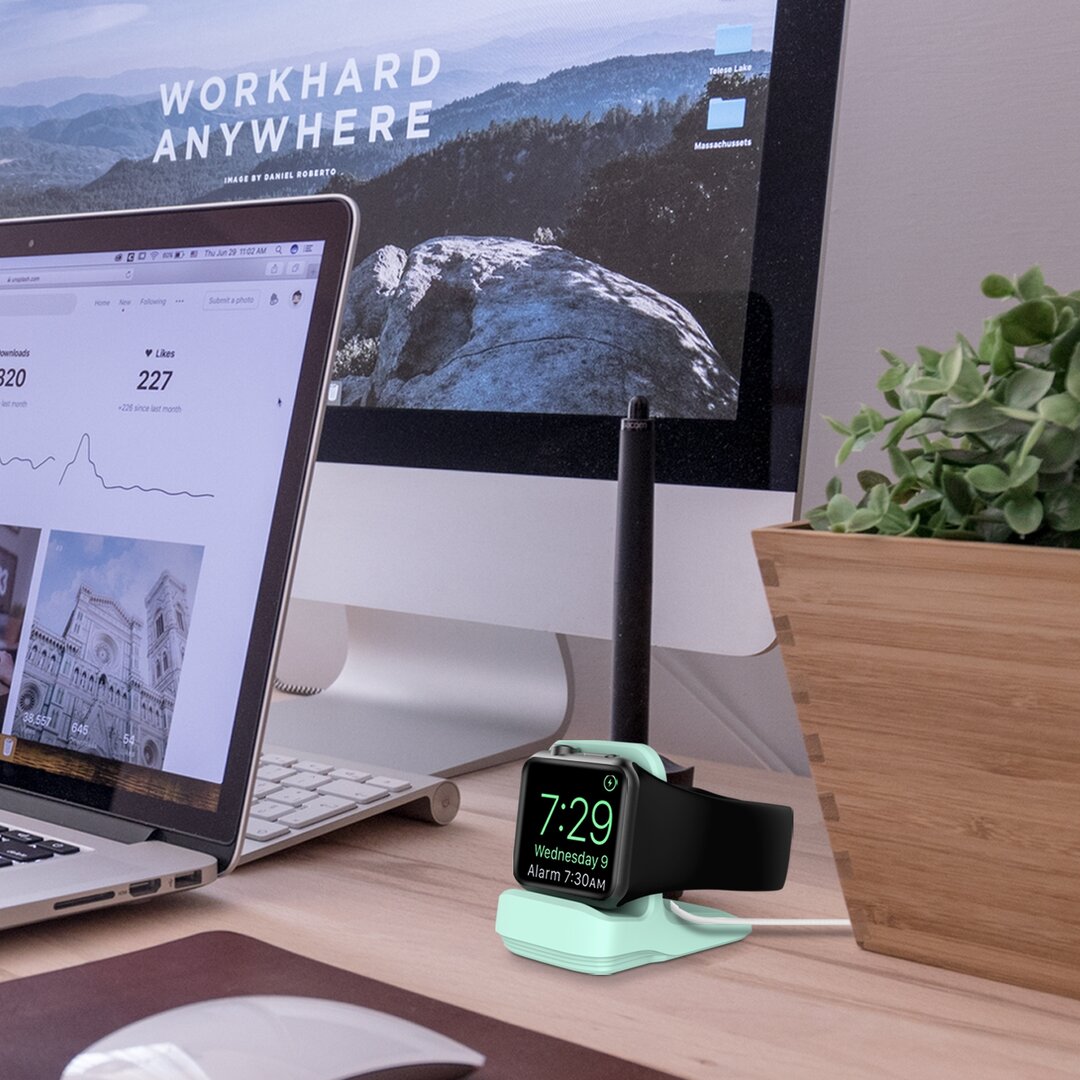 Siliconen Apple Watch houder - Mint groen - Geschikt voor alle series Apple Watch