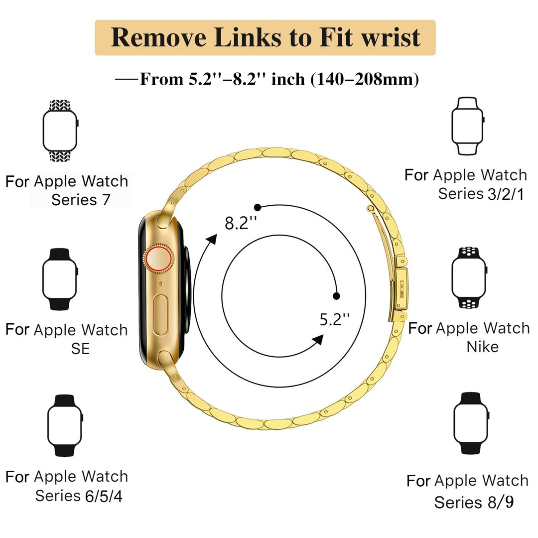 Stalen slim fit band - Goud - Geschikt voor Apple watch 38mm / 40mm / 41mm / 42mm