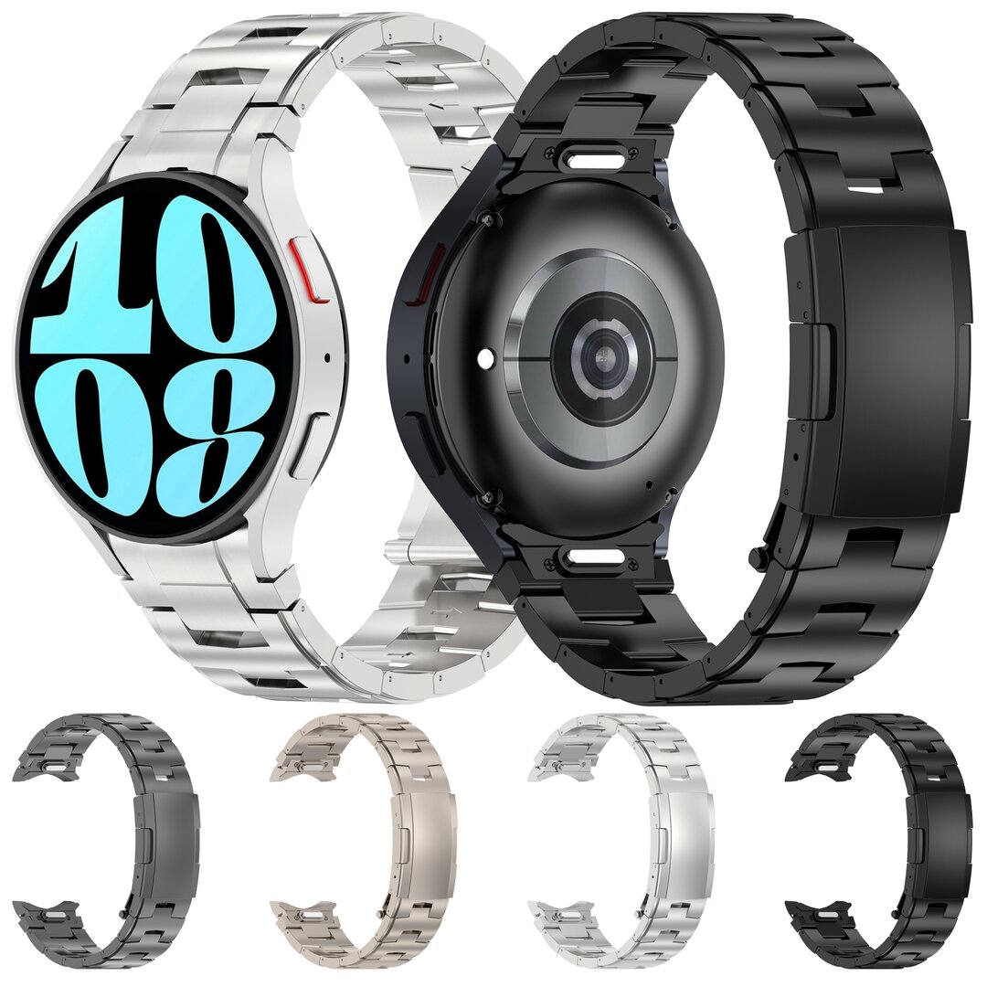 Titanium band met aansluitknop  - Zwart - Samsung Galaxy Watch 6 - 40mm &amp; 44mm