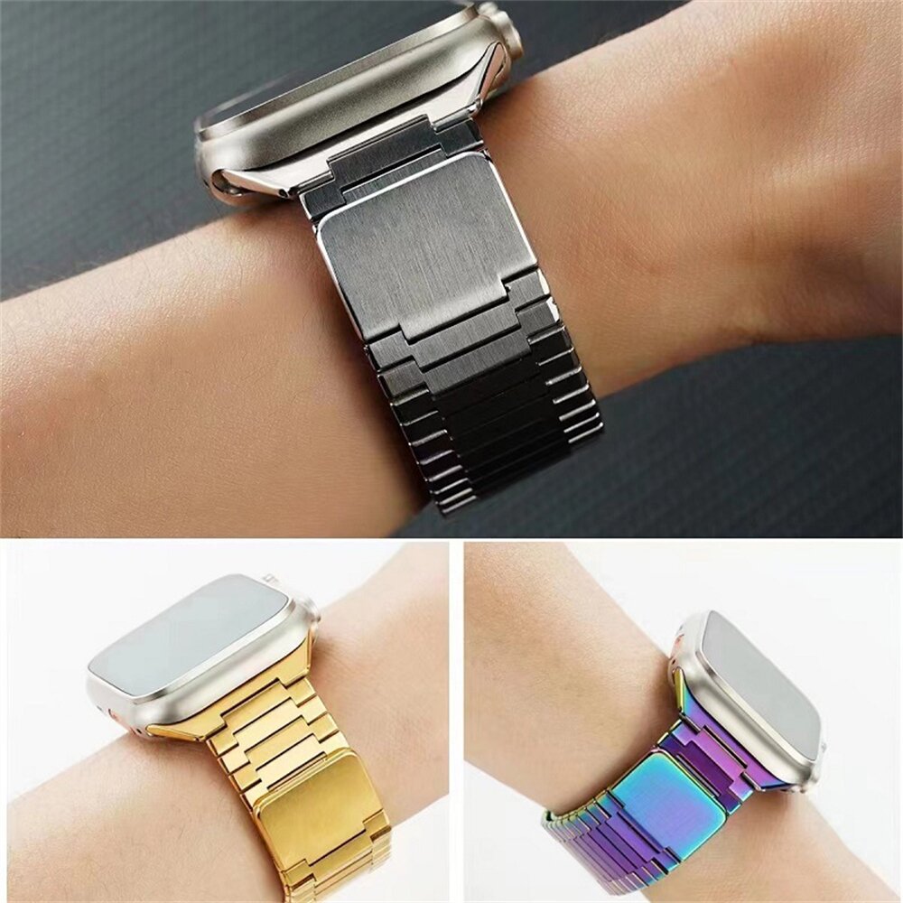 Magnetische stalen band - Zeer sterke magneet - Zilver met zwart - Geschikt voor Apple Watch 38mm / 40mm / 41mm / 42mm