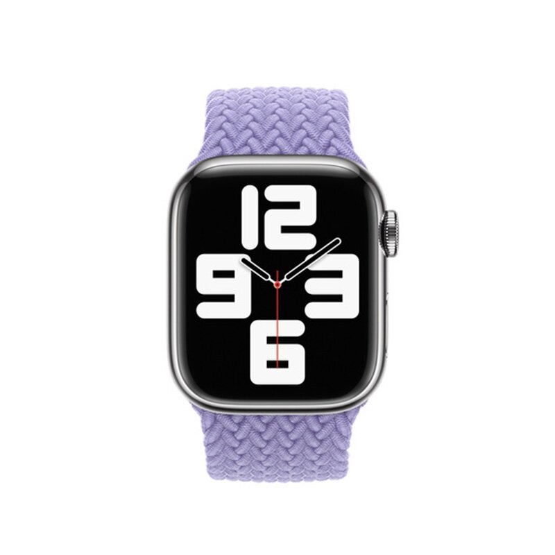 Braided Solo Loop nylon bandje - Maat: L - Lila - Geschikt voor Apple Watch 44mm / 45mm&nbsp;/ 46mm / 49mm