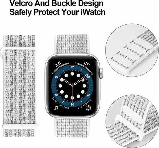 Nylon sport loop band - Wit - Extra sterke klittenbandsluiting - Geschikt voor Apple Watch 38mm / 40mm / 41mm / 42mm
