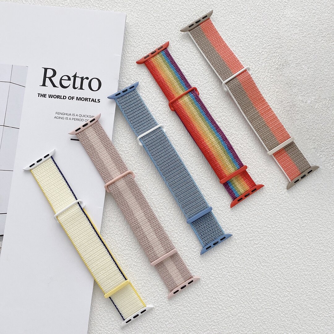 Nylon sport loop band - Multicolor - Extra sterke klittenbandsluiting - Geschikt voor Apple Watch 44mm / 45mm&nbsp;/ 46mm / 49mm