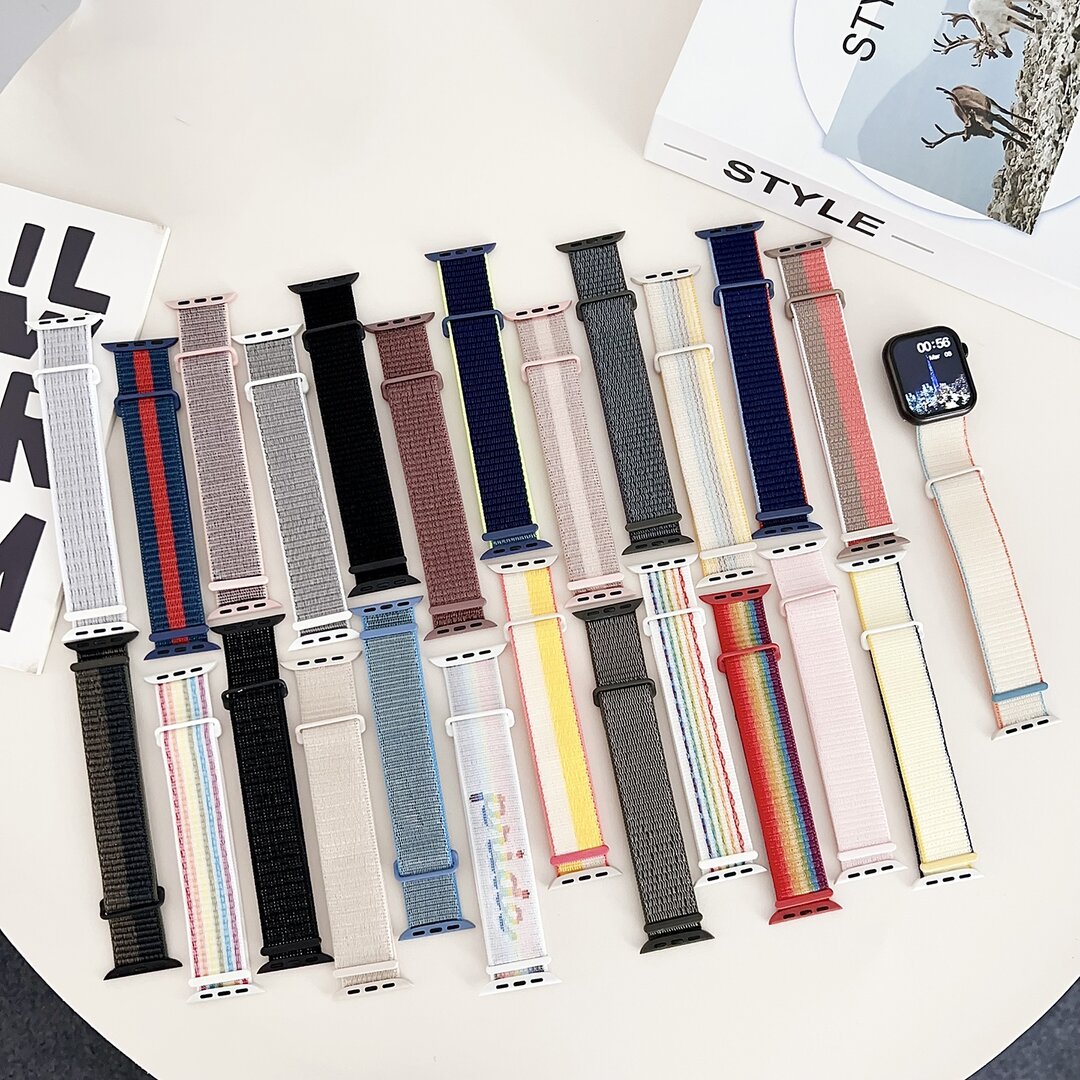 Nylon sport loop band - Starlight multicolor - Extra sterke klittenbandsluiting - Geschikt voor Apple Watch 44mm / 45mm&nbsp;/ 46mm / 49mm