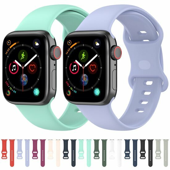 Siliconen sportbandje - Sterrenlicht / starlight - Maat: S/M - Geschikt voor Apple Watch 44mm / 45mm&nbsp;/ 46mm / 49mm