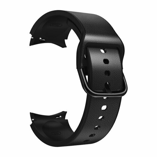 2 in 1 siliconen/ leren bandje - Zwart - Samsung Galaxy watch 7 / Galaxy Watch FE - 40mm &amp; 44mm